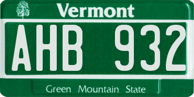 VT license plate AHB932
