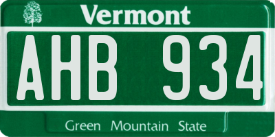 VT license plate AHB934