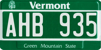 VT license plate AHB935