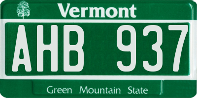 VT license plate AHB937