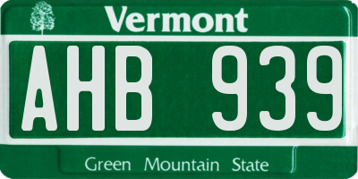 VT license plate AHB939