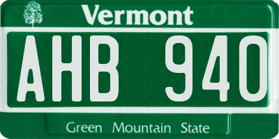 VT license plate AHB940