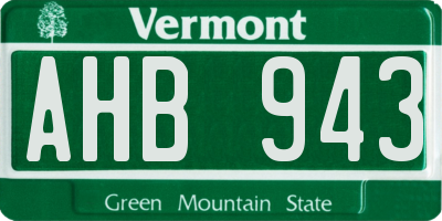 VT license plate AHB943
