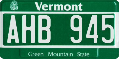 VT license plate AHB945