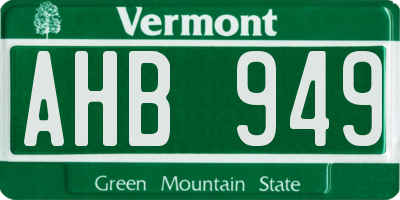 VT license plate AHB949