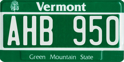 VT license plate AHB950