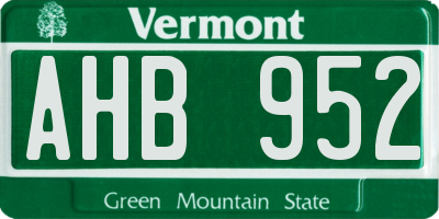 VT license plate AHB952
