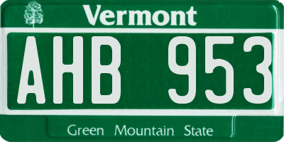 VT license plate AHB953