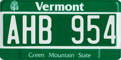 VT license plate AHB954