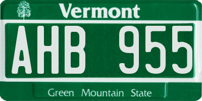 VT license plate AHB955