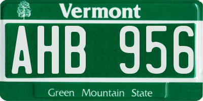 VT license plate AHB956