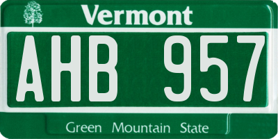 VT license plate AHB957