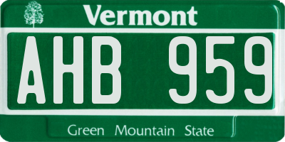 VT license plate AHB959