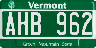 VT license plate AHB962