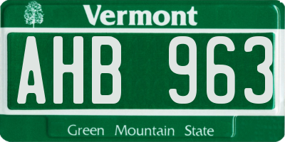 VT license plate AHB963