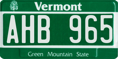 VT license plate AHB965