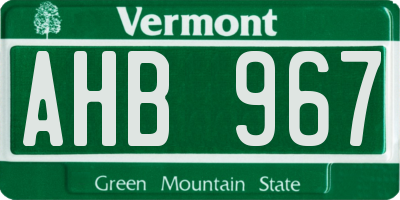 VT license plate AHB967
