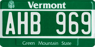 VT license plate AHB969