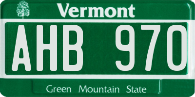 VT license plate AHB970