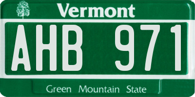 VT license plate AHB971
