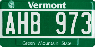 VT license plate AHB973