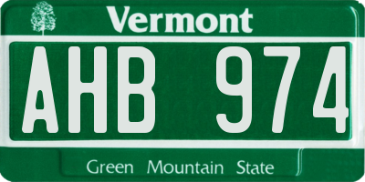 VT license plate AHB974