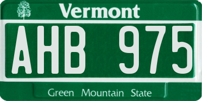 VT license plate AHB975