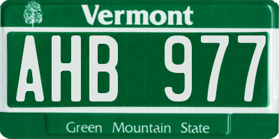 VT license plate AHB977