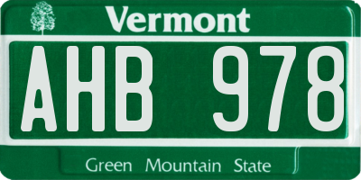 VT license plate AHB978