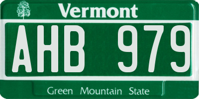 VT license plate AHB979