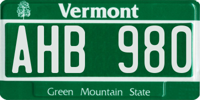 VT license plate AHB980