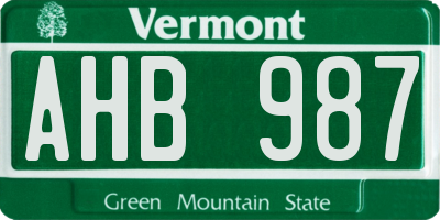 VT license plate AHB987