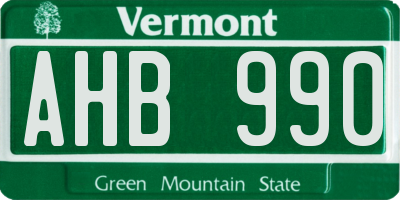VT license plate AHB990