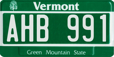 VT license plate AHB991
