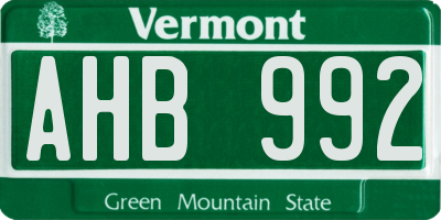 VT license plate AHB992