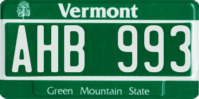 VT license plate AHB993