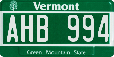 VT license plate AHB994