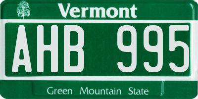 VT license plate AHB995
