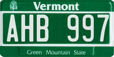 VT license plate AHB997