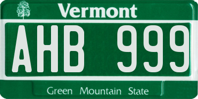 VT license plate AHB999