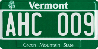 VT license plate AHC009