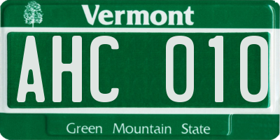 VT license plate AHC010