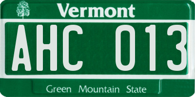VT license plate AHC013