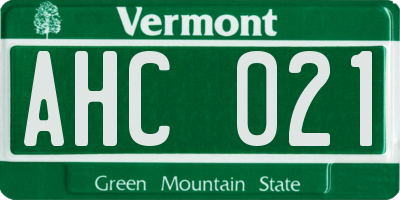 VT license plate AHC021