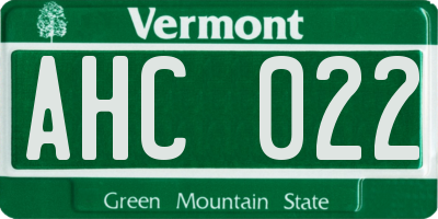 VT license plate AHC022
