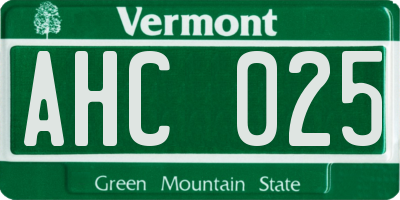VT license plate AHC025