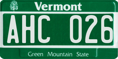 VT license plate AHC026