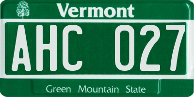 VT license plate AHC027