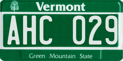 VT license plate AHC029