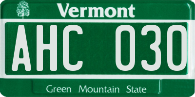 VT license plate AHC030